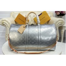 Louis Vuitton M58758 keepall bandouliere 50 Travel bag in Silver Monogram vernis