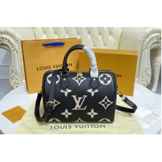 Louis Vuitton M58947 Speedy Bandoulière 25 handbag in Black / Beige Monogram Empreinte leather