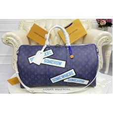 Louis Vuitton M58979 Keepall Bandoulière 50 Bag in Blue vintage Monogram canvas Louis Vuitton M58979 Keepall Bandoulière 50 Bag in Blue vintage Monogram canvas