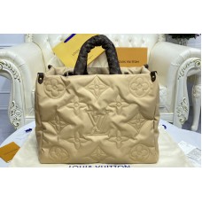 Louis Vuitton M59007 OnTheGO GM tote bag in Beige Econyl regenerated nylon Louis Vuitton M59007 OnTheGO GM tote bag in Beige Econyl regenerated nylon