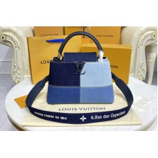 Louis Vuitton M59430 Capucines BB handbag in Navy Blue Taurillon leather and denim