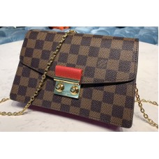 Louis Vuitton N60288 Croisette chain wallet in Damier Ebene canvas With Red Leather Louis Vuitton N60288 Croisette chain wallet in Damier Ebene canvas With Red Leather