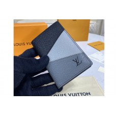 Louis Vuitton M30729 Pocket Organizer Wallet in Gray monochrome Taiga leather Louis Vuitton M30729 Pocket Organizer Wallet in Gray monochrome Taiga leather