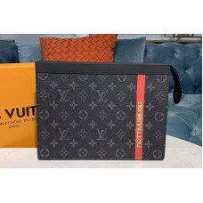 Louis Vuitton M61692 Pochette Voyage MM Bags Monogram Eclipse Canvas With Red Leather Louis Vuitton M61692 Pochette Voyage MM Bags Monogram Eclipse Canvas With Red Leather