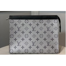 Louis Vuitton M61692 Pochette Voyage MM Bags in Silver Monogram Eclipse Canvas Louis Vuitton M61692 Pochette Voyage MM Bags in Silver Monogram Eclipse Canvas