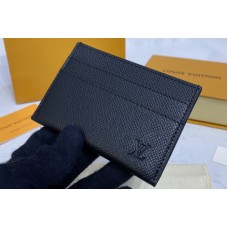 Louis Vuitton M32730 double card holder in Black Taiga Leather