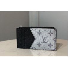 Louis Vuitton M64038 Coin Card Holder in Silver Monogram Eclipse Canvas Louis Vuitton M64038 Coin Card Holder in Silver Monogram Eclipse Canvas