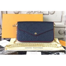 Louis Vuitton M64099 Pochette Felicie Bags in Navy Blue Monogram Empreinte Leather