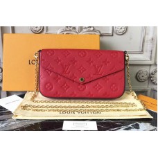 Louis Vuitton M64065 Pochette Felicie Bags in Red Monogram Empreinte Leather