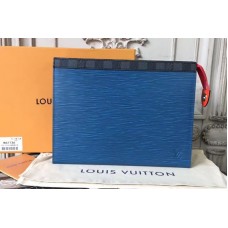Louis Vuitton M67736 Pochette Voyage MM Bag in Blue Epi Leather Louis Vuitton M67736 Pochette Voyage MM Bag in Blue Epi Leather