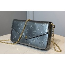 Louis Vuitton M68648 Pochette Felicie Bag in Silver Monogram Vernis Calf leather