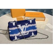 Louis Vuitton M69124 Escale Pochette Double Zip Bag in Blue Monogram Canvas Louis Vuitton M69124 Escale Pochette Double Zip Bag in Blue Monogram Canvas