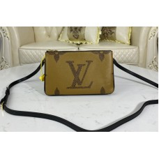 Louis Vuitton M69203 Double Zip Pochette on Monogram Giant Reverse and Monogram coated canvas