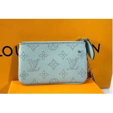 Louis Vuitton M69532 Key Pouch In Blue Mahina leather