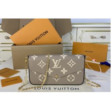 Louis Vuitton M69977 Félicie Pochette Bag in Tourterelle Gray/Cream Monogram Empreinte leather