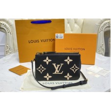 Louis Vuitton M80084 Double Zip Pochette in Black Monogram Empreinte Leather