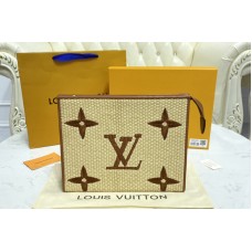 Louis Vuitton M80351 Pochette Voyage MM in Brown Monogram Raffia