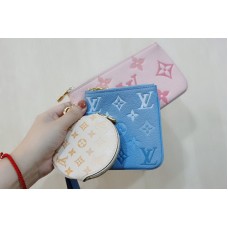 Louis Vuitton M80407 Trio Pouch in Pink/Summer Blue/Cream Monogram Empreinte leather