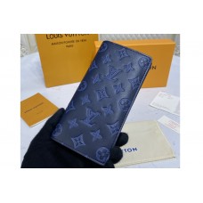 Louis Vuitton M80424 Brazza Wallet in navy blue Monogram Shadow leather
