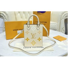 Louis Vuitton M80449 Petit Sac Plat Bag in Monogram Cream / Saffron Empreinte leather