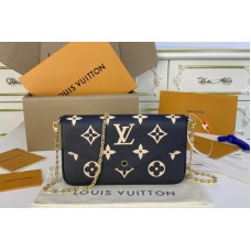 Louis Vuitton M80482 Félicie Pochette Bag in Black/Beige Monogram Empreinte leather
