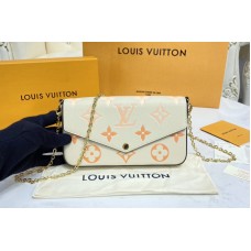 Louis Vuitton M80498 Félicie Pochette Bag in Cream/Saffron Monogram Empreinte leather