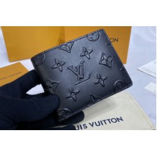 Louis Vuitton M80520 Slender Wallet in Black Monogram Seal cowhide leather