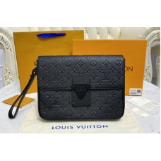 Louis Vuitton M80560 S Lock A4 Pouch in Monogram-embossed black Taurillon leather Louis Vuitton M80560 S Lock A4 Pouch in Monogram-embossed black Taurillon leather