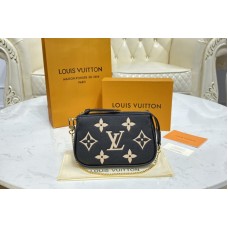 Louis Vuitton M80732 Mini Pochette Accessoires in Black and Beige Embossed supple grained cowhide leather Louis Vuitton M80732 Mini Pochette Accessoires in Black and Beige Embossed supple grained cowhide leather