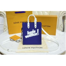 Louis Vuitton M80841 Sac Plat XS bag in Blue cowhide leather