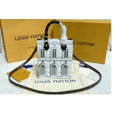 Louis Vuitton M80991 Petit Sac Plat Bag in Black / White Printed patent calf leather