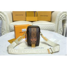 Louis Vuitton M81005 Flap Double Phone Pouch in Monogram Stripes Brown coated canvas Louis Vuitton M81005 Flap Double Phone Pouch in Monogram Stripes Brown coated canvas