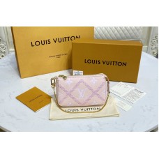 Louis Vuitton M81140 Mini Pochette Accessoires in Pink Monogram Empreinte Leather Louis Vuitton M81140 Mini Pochette Accessoires in Pink Monogram Empreinte Leather