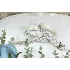 Louis Vuitton M9268U linitiales 25mm Belt in Damier Azur Canvas With Silver Buckle Louis Vuitton M9268U linitiales 25mm Belt in Damier Azur Canvas With Silver Buckle