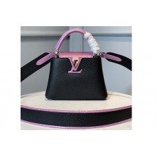 Louis Vuitton N97962 Capucines Mini handbag In Black Taurillon leather and python skin Louis Vuitton N97962 Capucines Mini handbag In Black Taurillon leather and python skin