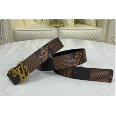 Louis Vuitton MP254V Squared 40mm reversible belt in Ebene/Black With Gold Buckle Louis Vuitton MP254V Squared 40mm reversible belt in Ebene/Black With Gold Buckle