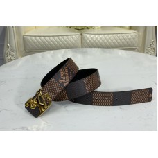 Louis Vuitton MP254V Squared 40mm reversible belt in Ebene/Black With Gold Buckle Louis Vuitton MP254V Squared 40mm reversible belt in Ebene/Black With Gold Buckle