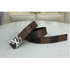 Louis Vuitton MP254V Squared 40mm reversible belt in Ebene/Black With Silver Buckle Louis Vuitton MP254V Squared 40mm reversible belt in Ebene/Black With Silver Buckle