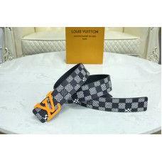 Louis Vuitton MP289V Anagram 40mm reversible belt in Black/White Distorted Damier canvas With Orange Buckle Louis Vuitton MP289V Anagram 40mm reversible belt in Black/White Distorted Damier canvas With Orange Buckle