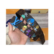 Louis Vuitton MP291T Shape 40mm reversible belt in Monogram canvas and leather With Blue Buckle