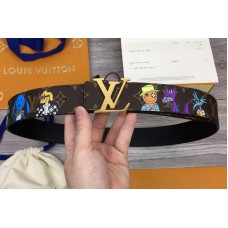Louis Vuitton MP291T Shape 40mm reversible belt in Monogram canvas and leather With Gold Buckle