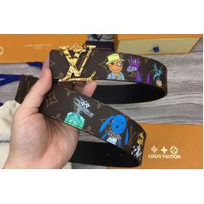 Louis Vuitton MP291T Shape 40mm reversible belt in Monogram canvas and leather With Gold Buckle