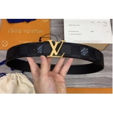 Louis Vuitton MP314T Initials 40mm reversible belt in Damier Graphite With Gold Buckle Louis Vuitton MP314T Initials 40mm reversible belt in Damier Graphite With Gold Buckle