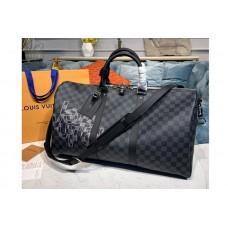 Louis Vuitton N40264 Keepall 50 Bandouliere soft travel bag in Damier Graphite canvas Louis Vuitton N40264 Keepall 50 Bandouliere soft travel bag in Damier Graphite canvas