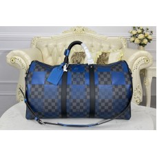 Louis Vuitton N40410 Keepall Bandouliere 50 Bag in Blue Damier Graphite Giant coated canvas Louis Vuitton N40410 Keepall Bandouliere 50 Bag in Blue Damier Graphite Giant coated canvas