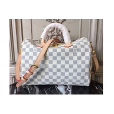 Louis Vuitton N41732 Speedy Bandouliere 35 Bag in Damier Azur Canvas Louis Vuitton N41732 Speedy Bandouliere 35 Bag in Damier Azur Canvas