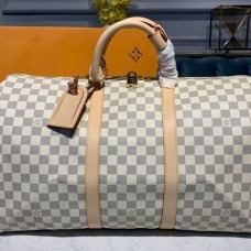 Louis Vuitton N41430 Keepall Bandouliere 50 Bag in Damier Azur Canvas Louis Vuitton N41430 Keepall Bandouliere 50 Bag in Damier Azur Canvas