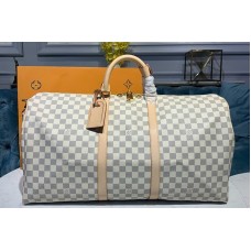 Louis Vuitton N41429 Keepall Bandouliere 55 Bag in Damier Azur Canvas Louis Vuitton N41429 Keepall Bandouliere 55 Bag in Damier Azur Canvas