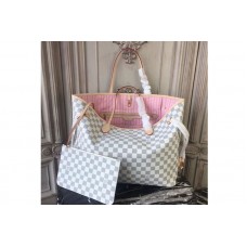 Louis Vuitton N41604 Neverfull GM Bag in Damier Azur Canvas With Pink Louis Vuitton N41604 Neverfull GM Bag in Damier Azur Canvas With Pink
