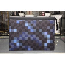 Louis Vuitton N41696 Pochette Voyage MM Bag in Damier Graphite Canvas With Blue Louis Vuitton N41696 Pochette Voyage MM Bag in Damier Graphite Canvas With Blue